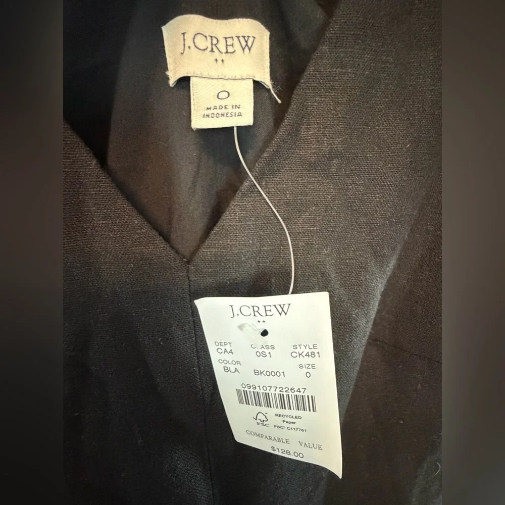 J. Crew Linen-Blend Midi Dress - NWT - 0 - Black - Picture 4 of 4